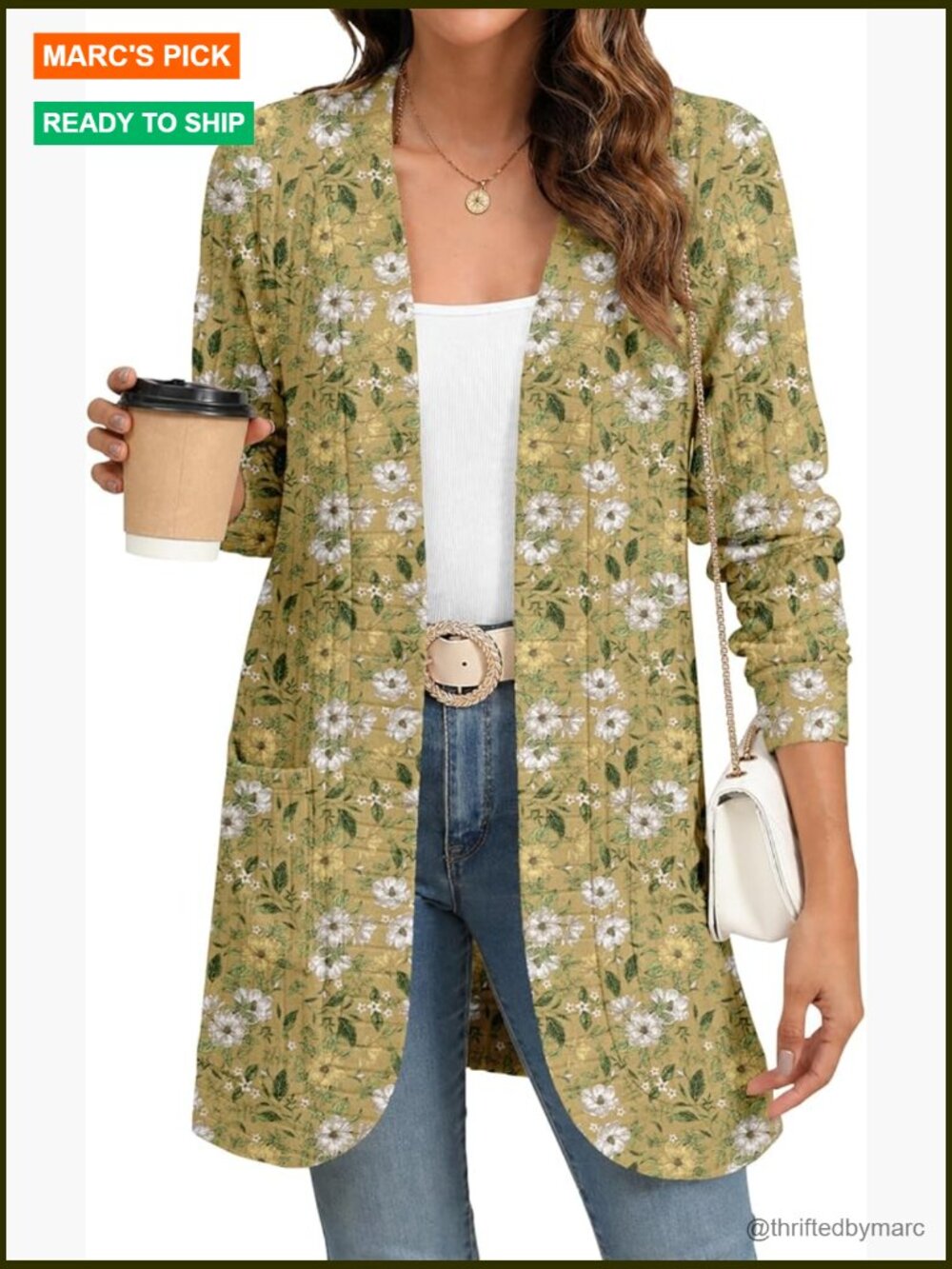 Long Sleeve Open Front Cardigan with Pockets Loose Knit - Picture 1 of 6
